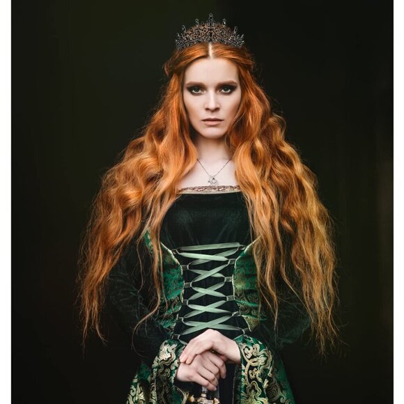 Women Black Gothic Tiara Crown Crystal Costume Prom Halloween Accessories main image 5